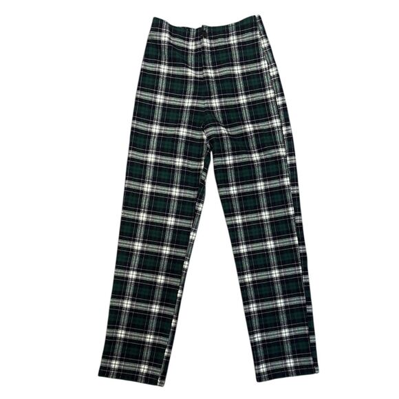 Brandy Melville John Galt High Rise Trousers Pants One Size Plaid Green Checker - Picture 1 of 8